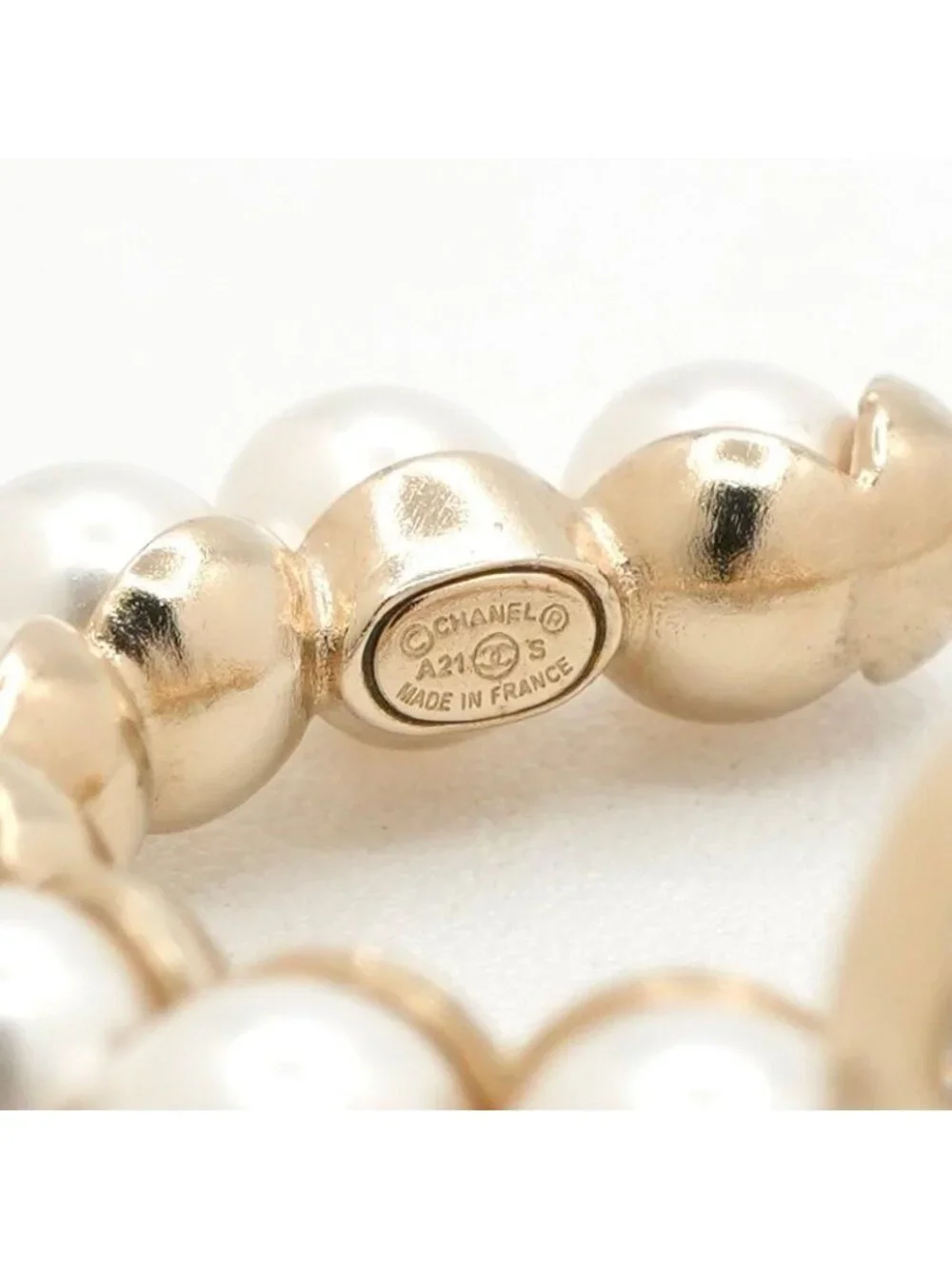 Chanel Earrings Gold CC Logo N5 Rhinestone Hoop